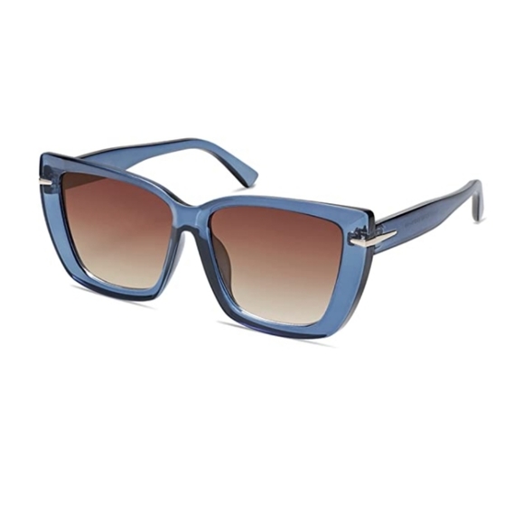 New Blue Oversized Cat Eye Womens Retro Vintage 70s Trendy Stylish Shade